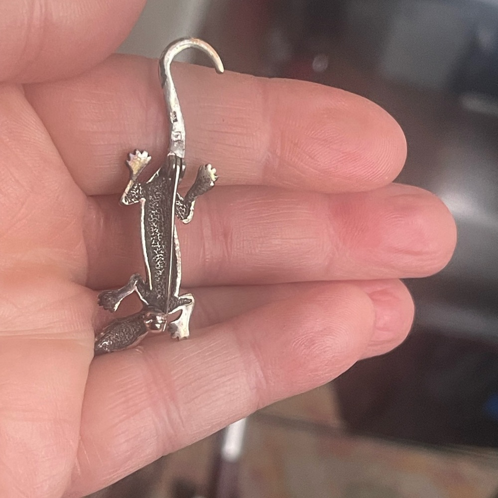 ⚜️Vintage Marcasite/STERLING SILVER Lizard Brooch Pin - Picture 4 of 6
